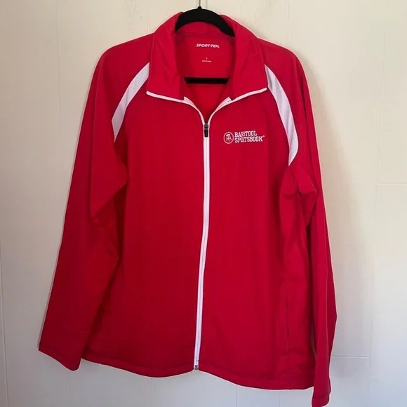Barstool Sportsbook Red Zip Up Jacket ~ Sport-tek ~ Men’s Size L - Picture 1 of 15